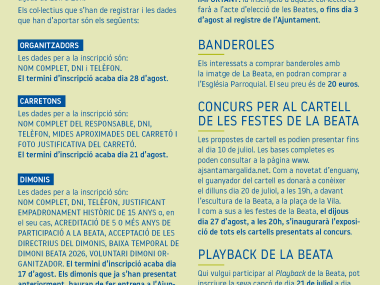 Informació La Beata 2026